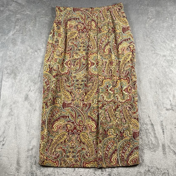 Liz Claiborne Dresses & Skirts - Vtg Liz Claiborne Collection Skirt Womens Size 14 Paisley Faux Wrap Maxi Lined‎